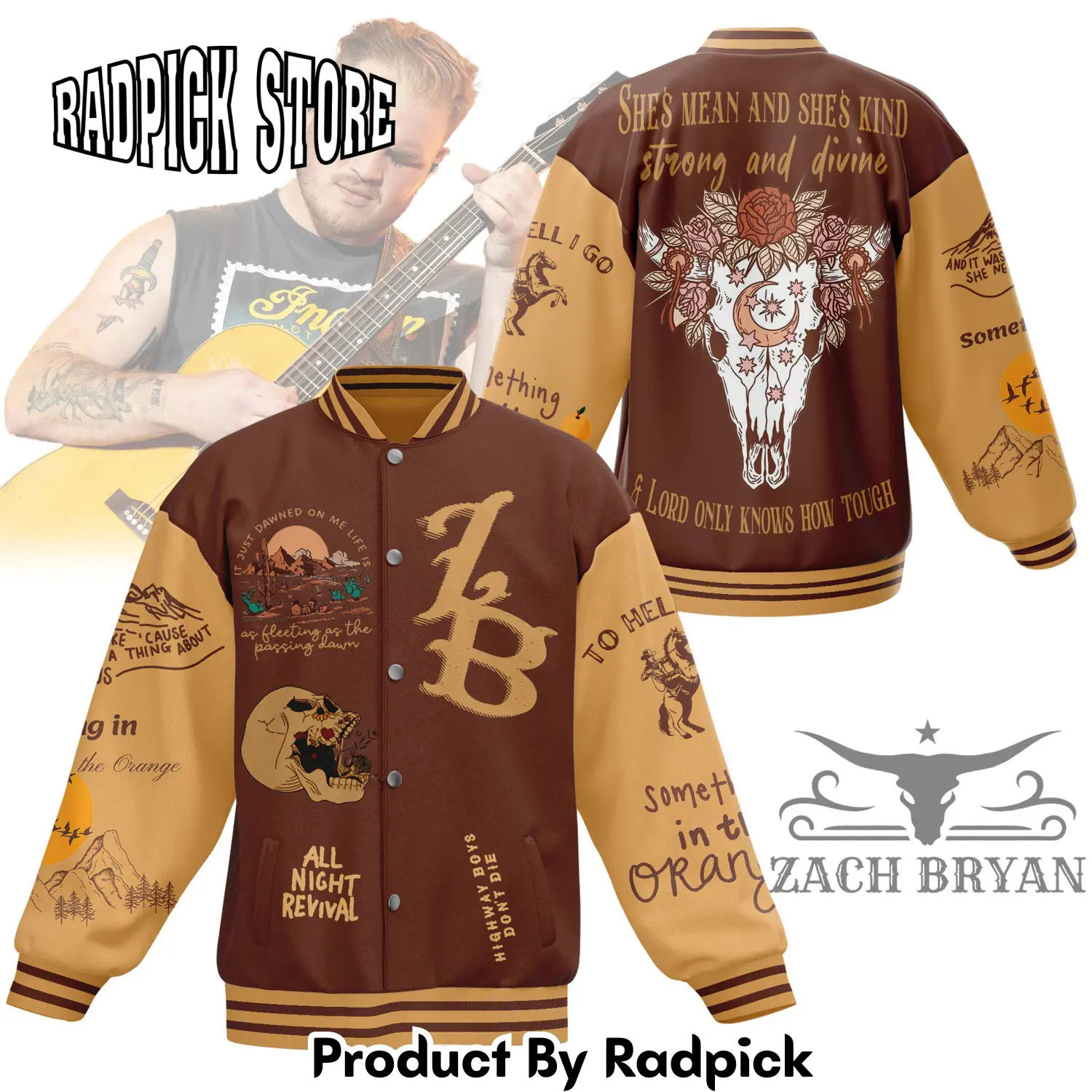 Radpick zach bryan new bomber baseball jacket for fan rp0012
